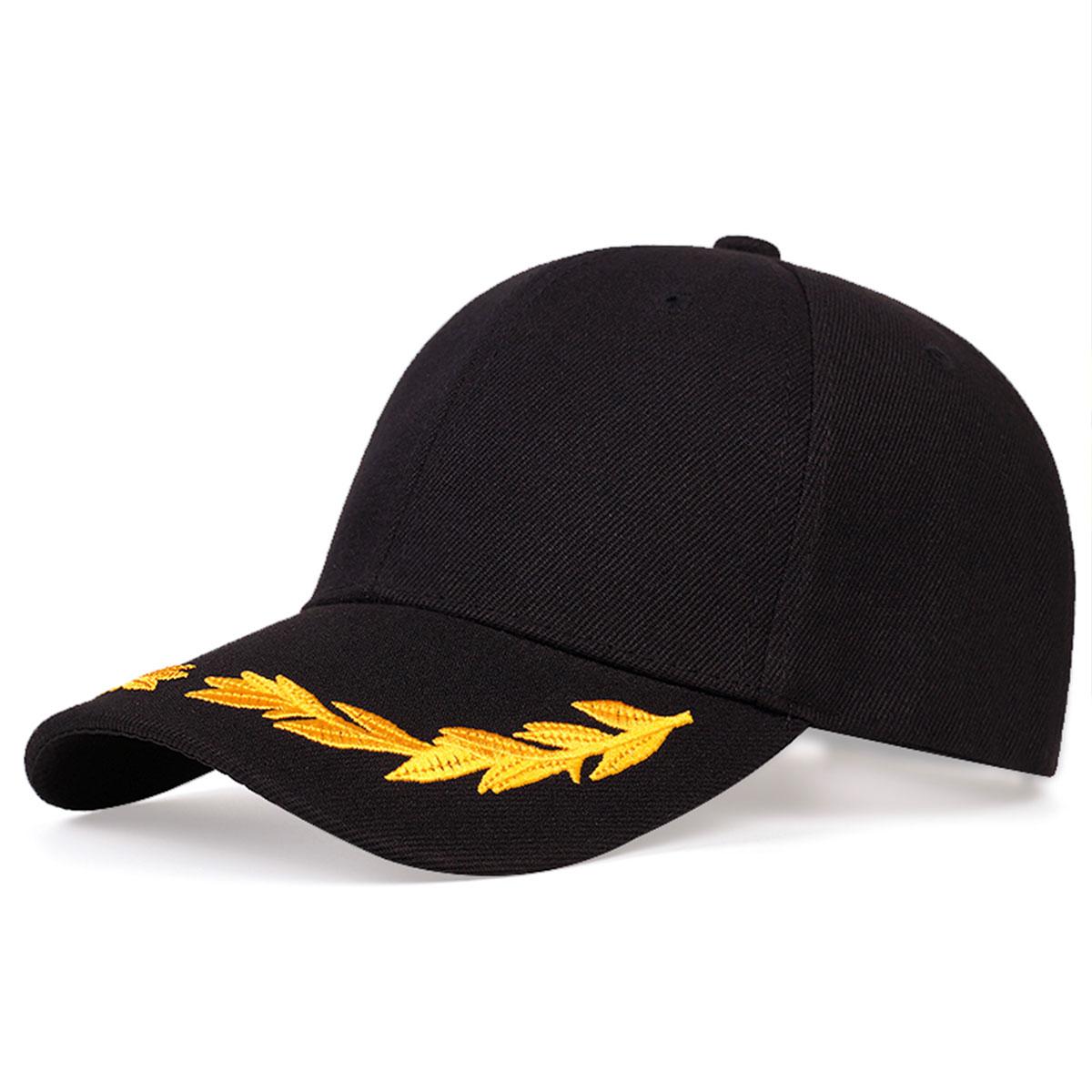 1 Stück Unisex Schirm Weizen Bestickt Baseballkappe Outdoor Verstellbar Sonnenschutz Freizeit Hut Frühling Herbst Reisen Tourismus Urlaub black