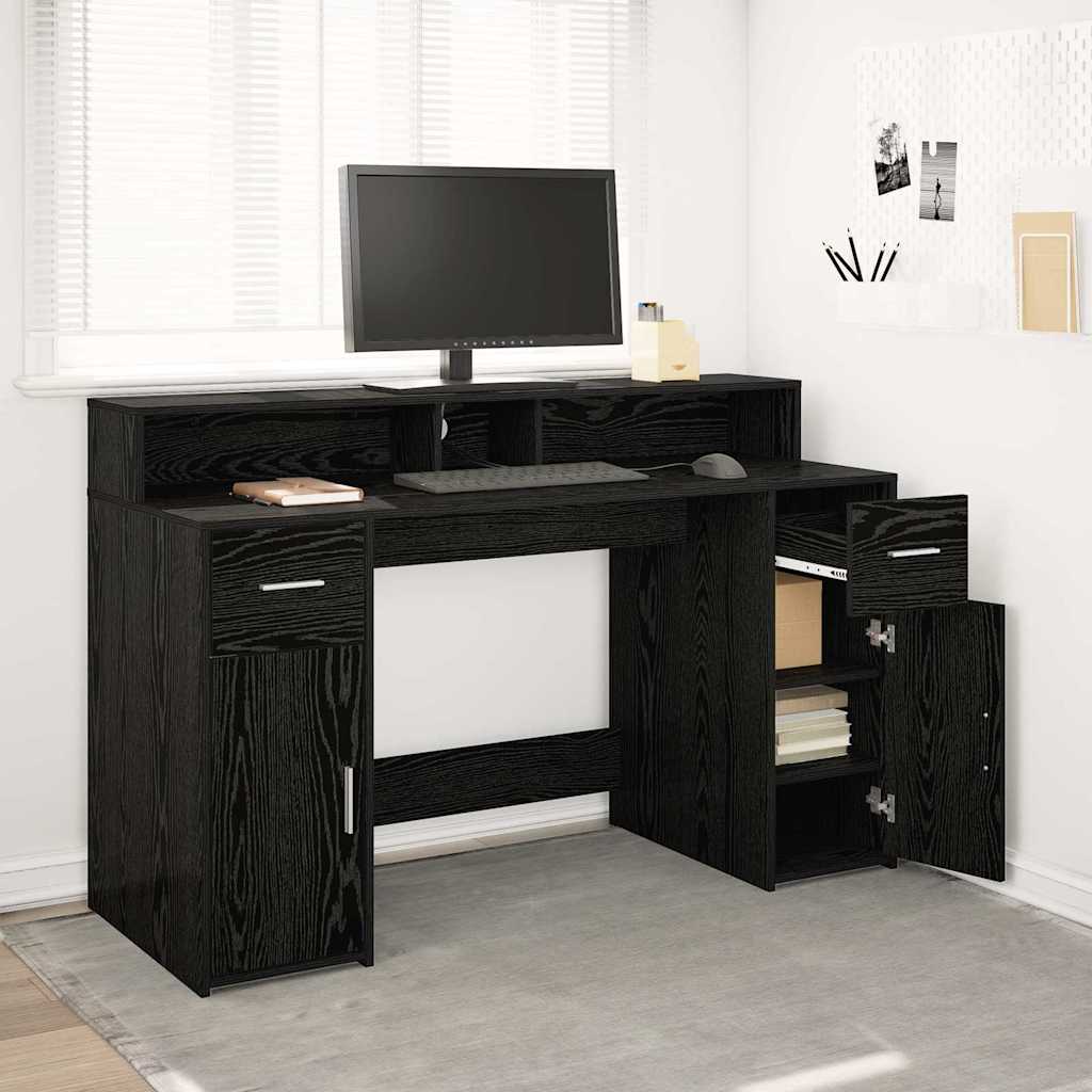 Black Oak Desk 140 x 55 x 91 cm Particleboard