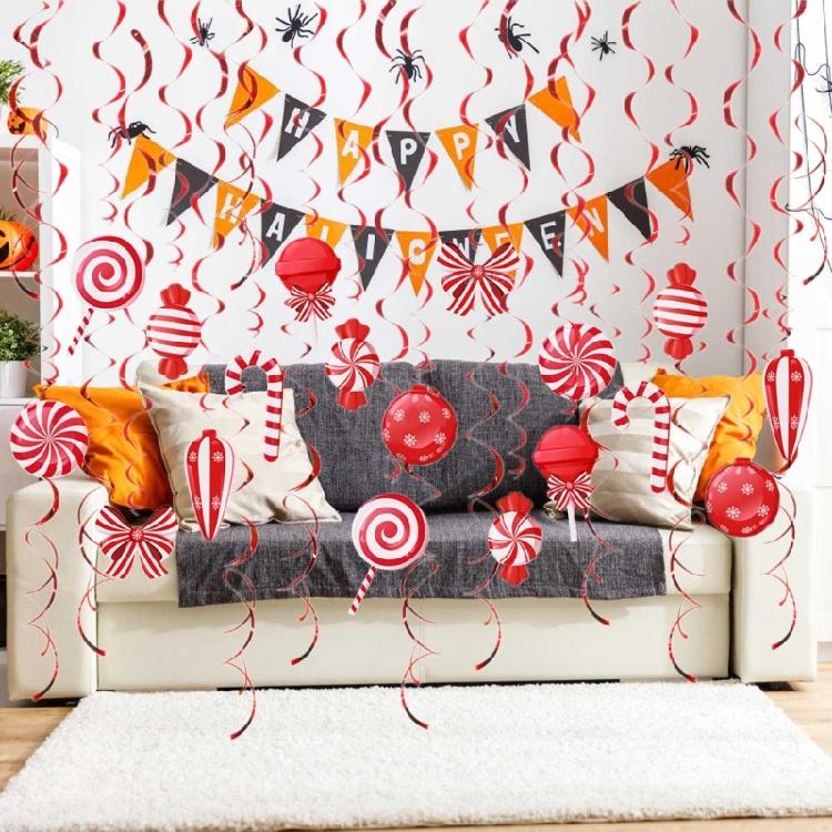 Foil Ceiling Swirls Ornament for Christmas Hanging Streamers Party Ceiling Decors Happy Christmas Festival Home Decors