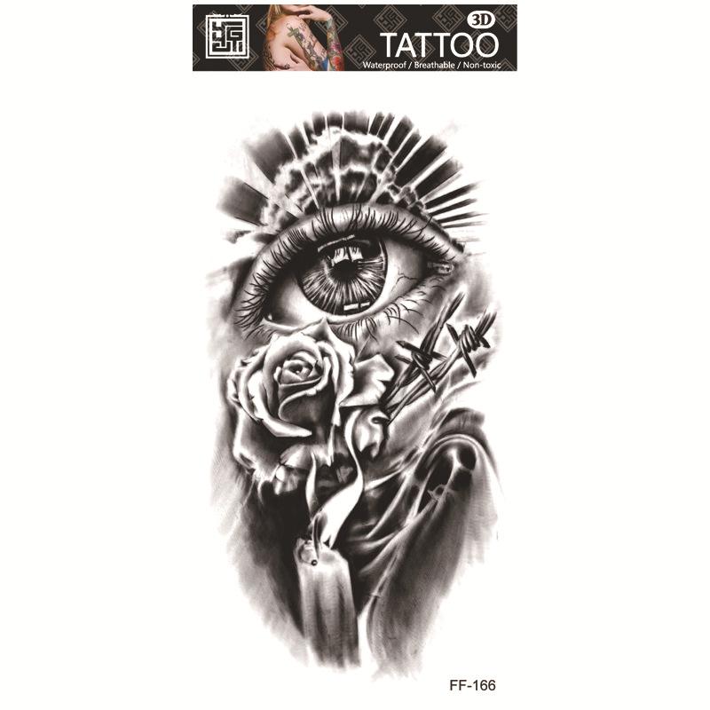 Adesivi per tatuaggi impermeabili Yuanhua - Totem con testa di lupo e disegni di testo arabo