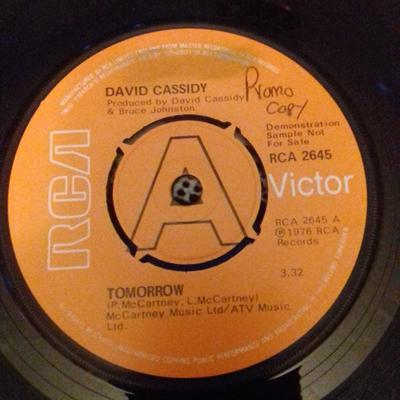7inch Record DAVID CASSIDY  Tomorrow  Half Past Your Bedtime RCA2645PROMO RCA VICTOR 1976 UK Rock Used