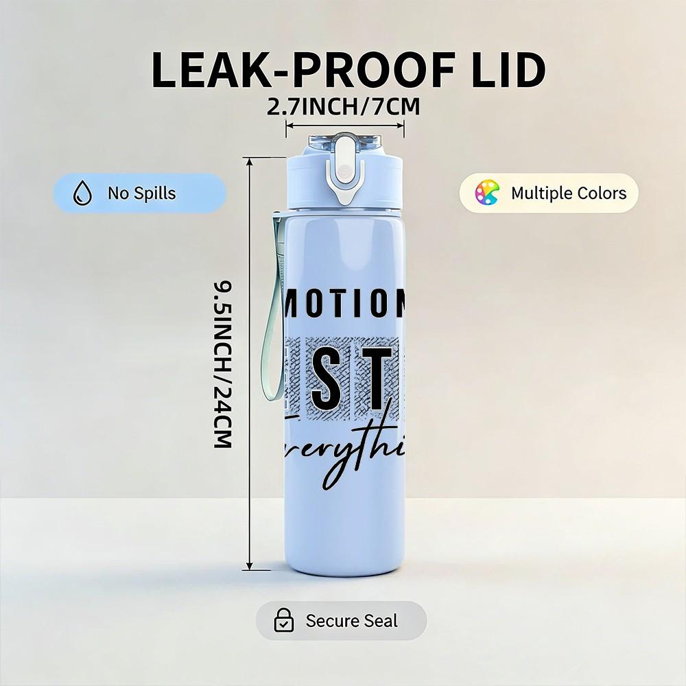 1PC Emotions Destroy Everything Text 750ml Color Plastic Sports Water Bottle Leakproof Flip Straw Lid Suitable for Sports Office Home Use