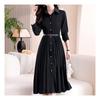 Navava Women No588 Pleats Long Sleeve Shirt Dress