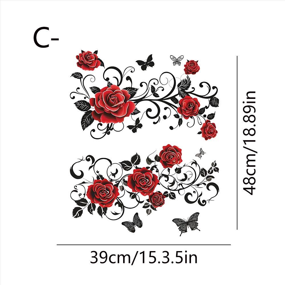 Festivaldeko Valentinstag Rote Rose Schmetterling Aufkleber Transparent Glasaufkleber Für Wohnzimmer Festliche Atmosphäre