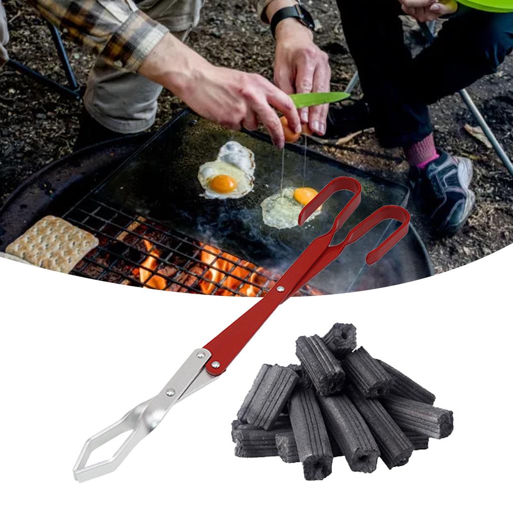 Firewood Tong Aluminum Long Handle Campfire Tong Coal Grabber for Kitchen Outdoor Camping Barbecue