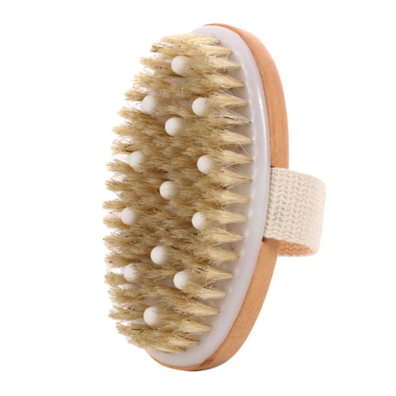1pc Shower Brush Handheld Portable Wooden Bristle Brush Exfoliating Massage Rubbing Soft SPA Brush Shower Massager