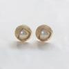 _zz73 Antique Gold Pearl Bold Round Earrings