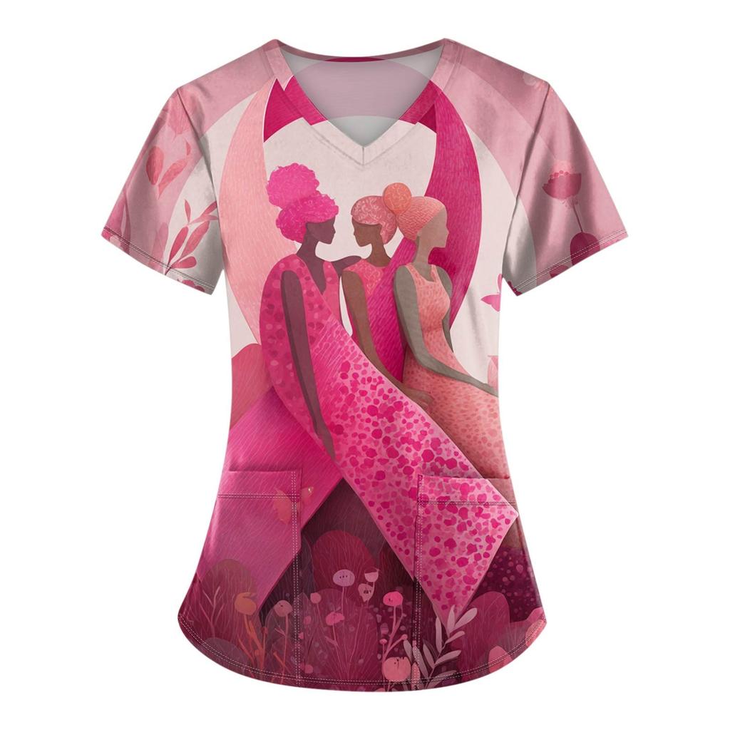 Dámská móda Overal s V výstřihem a krátkým rukávem s kapsami Potištěné topy Oblečení