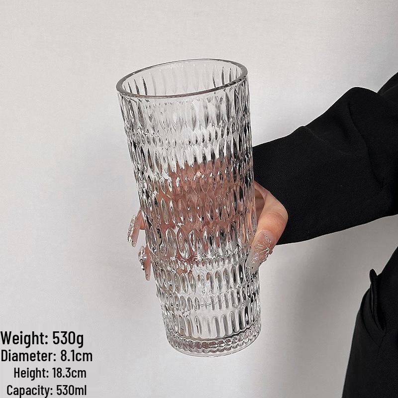 Large Capacity Transparent Glass Straw Cup with Lid for Office Drinks: Milk Tea, Coffee, Americano, Latte, Juice