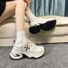 Cross flower platform dad shoes women's spring and autumn new small height-increasing casual shoes running shoes women
