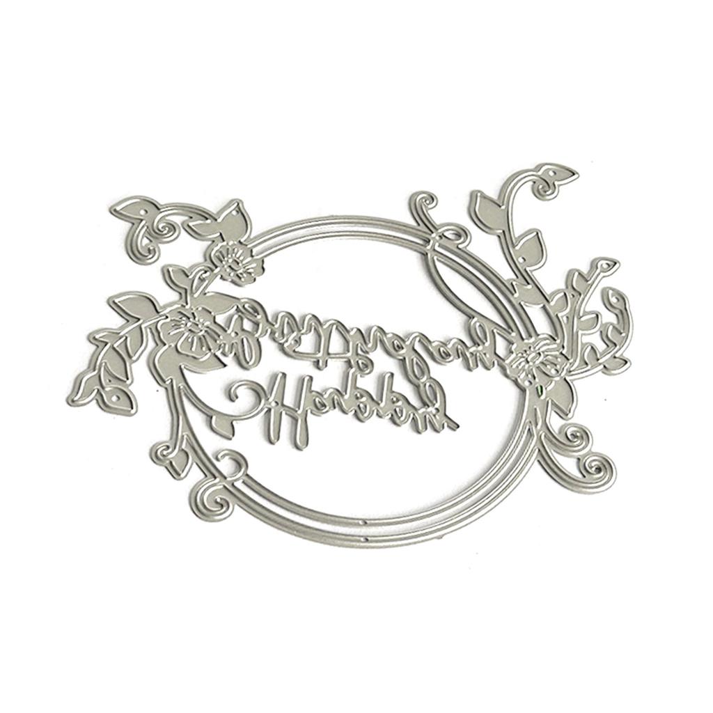 Wreath Cutting Dies for Photo Journal Scrapbooking Card Decorations Embossing Stencils Happy Birthday Die Cuts