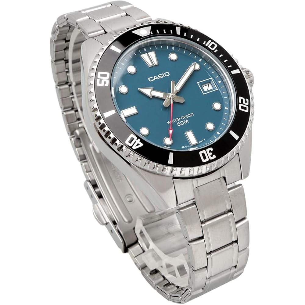 Casio Standard Analog Watch MDV-10D-2A1V Blue Green Metal Band for Boys and Girls