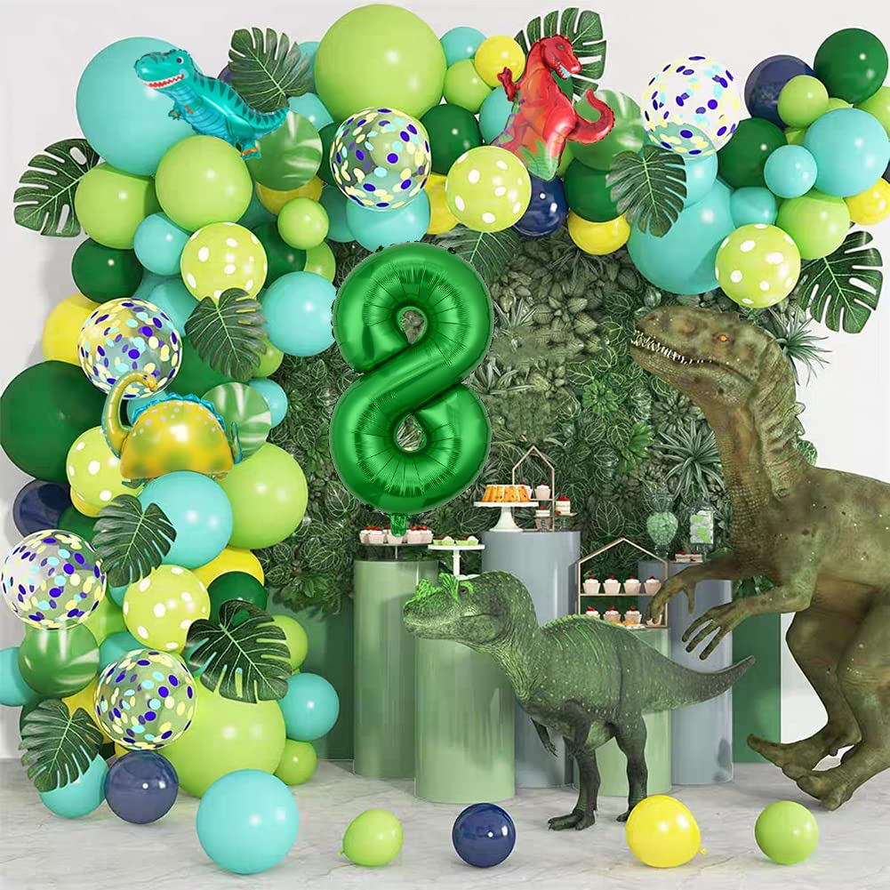 18Pcs Dinosaur Birthday Balloons Set Number Balloon Dino Theme Birthday Decorations for Boy Dinosaur Party Balls