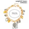 SHIXIN Vintage CCB Thick Chain Chokers Necklace for Women Punk Flower Love Heart Pendant Necklace Fashion Neck Jewelry Gifts