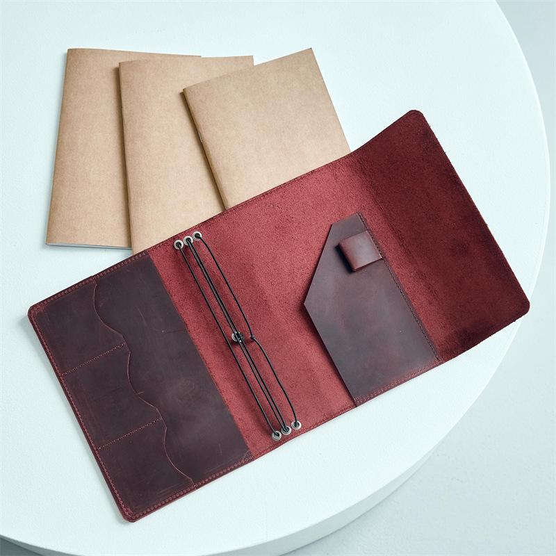 Leder-Buchschutz mit Gummiband, Kartenfächern, Stifthalter und multifunktionaler Journal-Hülle, sofort lieferbar