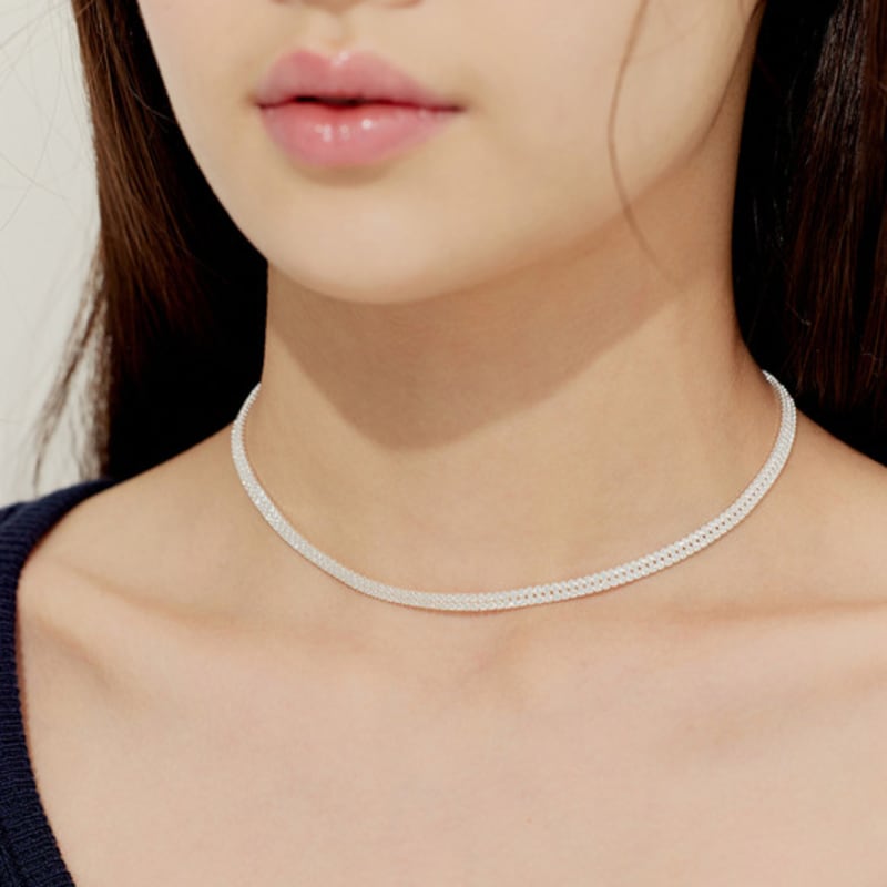 

murmur [925silver]Sparkling double cubic necklace Silver