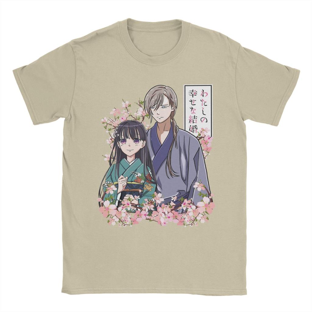 My Happy Marriage Anime Men T Shirts  Funny Tee Shirt Short Sleeve Round Collar T-Shirts Pure Cotton Adult Clothing