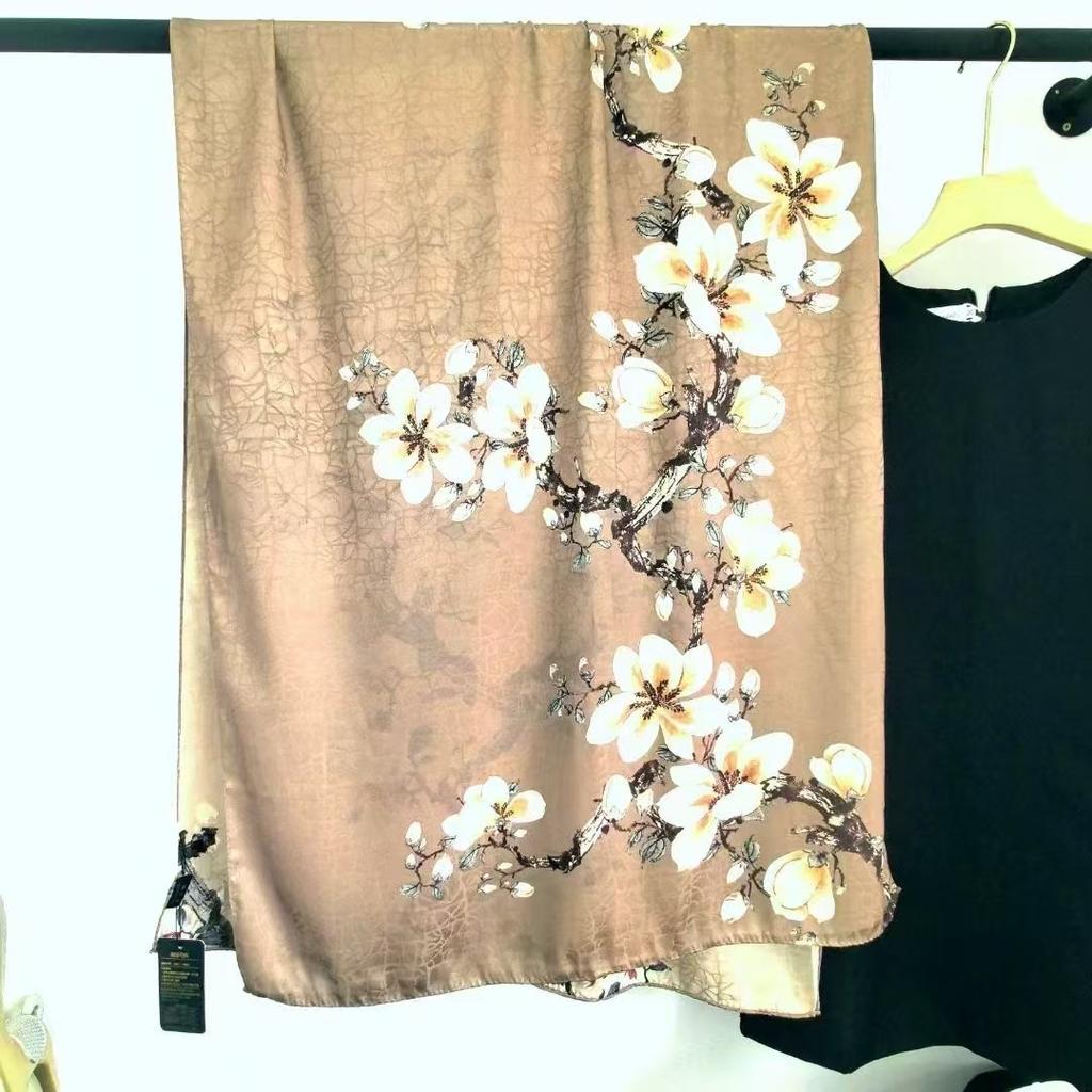 Xiangyun Dunhuang Feitian Flower Dill Cut Flower Thin Popular National Style Jacquard High-End Versatile Silk Scarf 180X70 Shawl