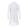 Girls Lyrical Dance Dress Mock Neck Long Sleeve Cutout Back Side Split Sheer Mesh Ruched Leotards