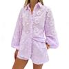 European & American Sexy Cotton Embroidered Set: Spring/Autumn See-Through Shirt & High-Waisted Shorts 2025