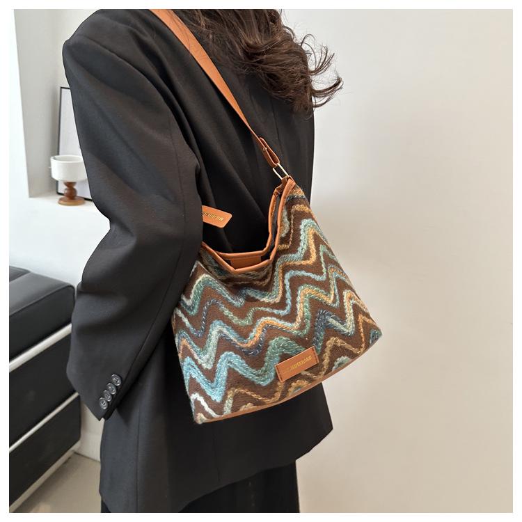 2024 Damen Bohemian Tweed Bucket Bag - Vielseitige, modische Schultertasche mit großem Fassungsvermögen für den Frühling