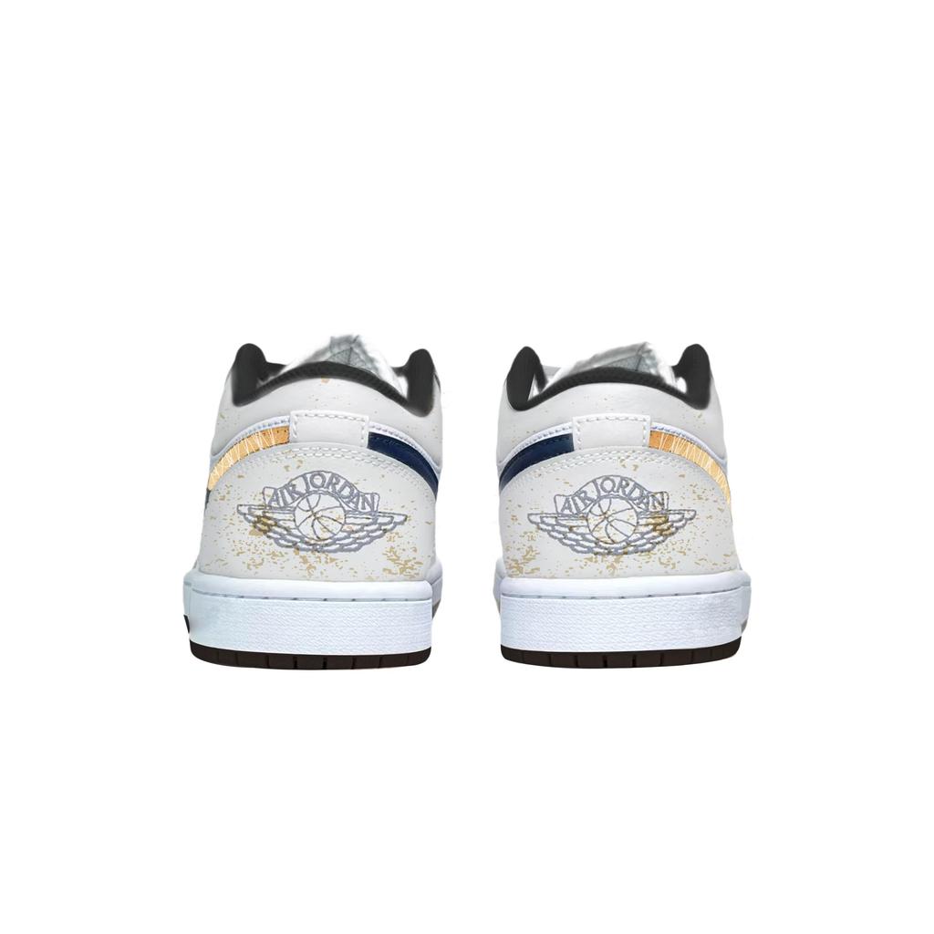 Jordan Air Jordan 1 Gold Sagittarius Abrasion Resistant Low top Vintage Basketball Shoes Men's White Gold 553558-153(Team1142-1)