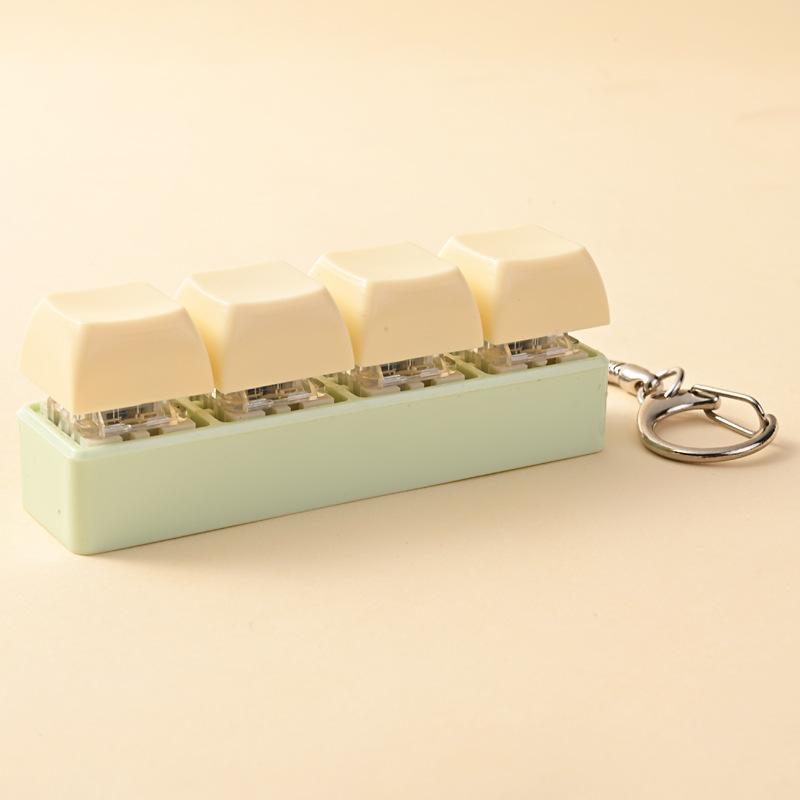 4 Keys Button Keycap Stress Relief Adult Fidget Toy Keychain 4 Keys Keyboard Fidget Gadgets Toys Diy Keyboard Keychain Toys