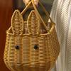 Bunny Easter Woven Wicker Basket Container Snack Box Organization Picnic Basket Bins for Shelves Pantry Decorative Party Gifts