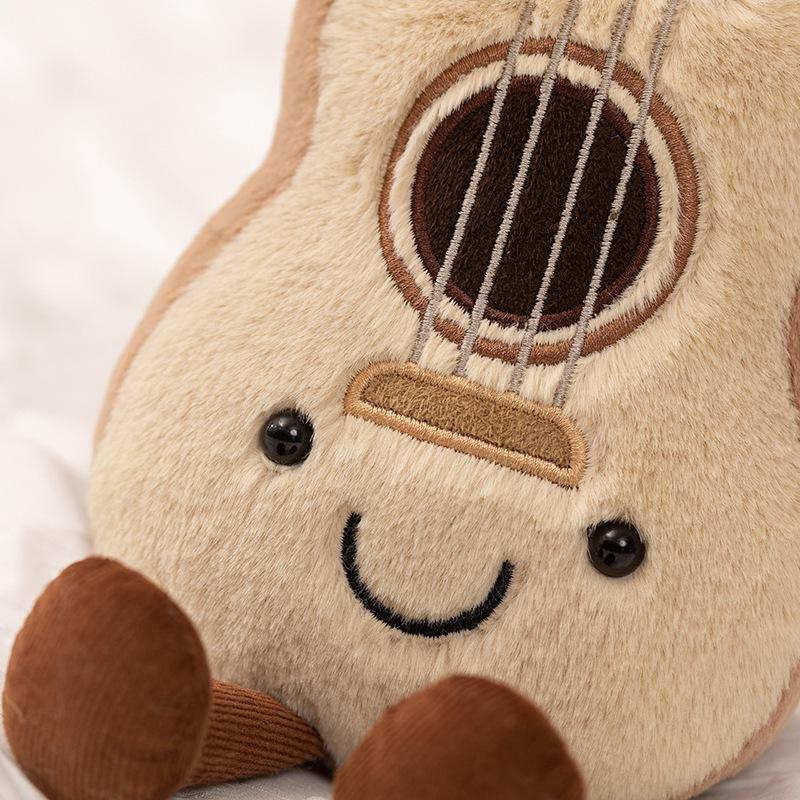 Cute Amuseables Ukulele Plush Toy Kawaii Stuffed Ukulele Doll With Smiling Face Lovely Plushies Soft Musical Instrument