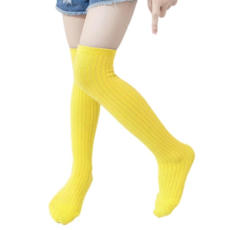 Breathable Cotton Hosiery Socks for Girls Toddler Candy Color Over The Knee Socks Terry Loop Socks for Autumn Spring