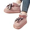 Mode Schneestiefel Damen 2024 Winter Neu Schleife Wickel mit Baumwollschuhen Warm Plus Fleece Flach Wollbaumwollschuhe
