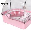 Bird Cage Accessory Feeder with Bowl, Transparent Parrot Bathtub Food Container, Anti-splash No Mess Shower Box for Parakeet Cockatiels Lovebirds