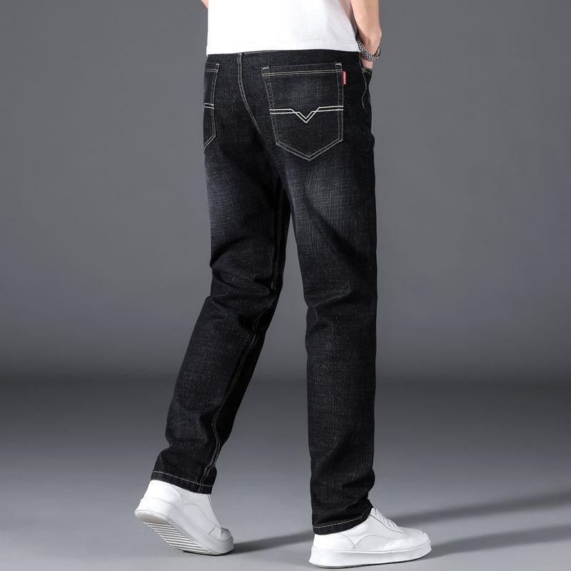 Fleece Thickened Extra Large Size Elastic Jeans Loose and Fat Plus Size Casual Warm Fat High Waist Pants