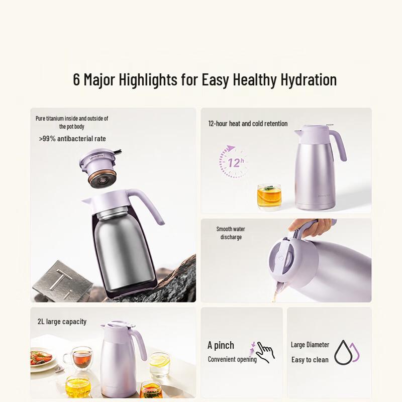 Joyoung 2L Pure Titanium Vacuum Insulated Thermos Pot