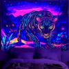 BVBOX Blacklight Animal Wolf Tapestry  Iridescent Mountain Top Wolf Tapestry Glow In The Dark, UV Reactive Black Light U