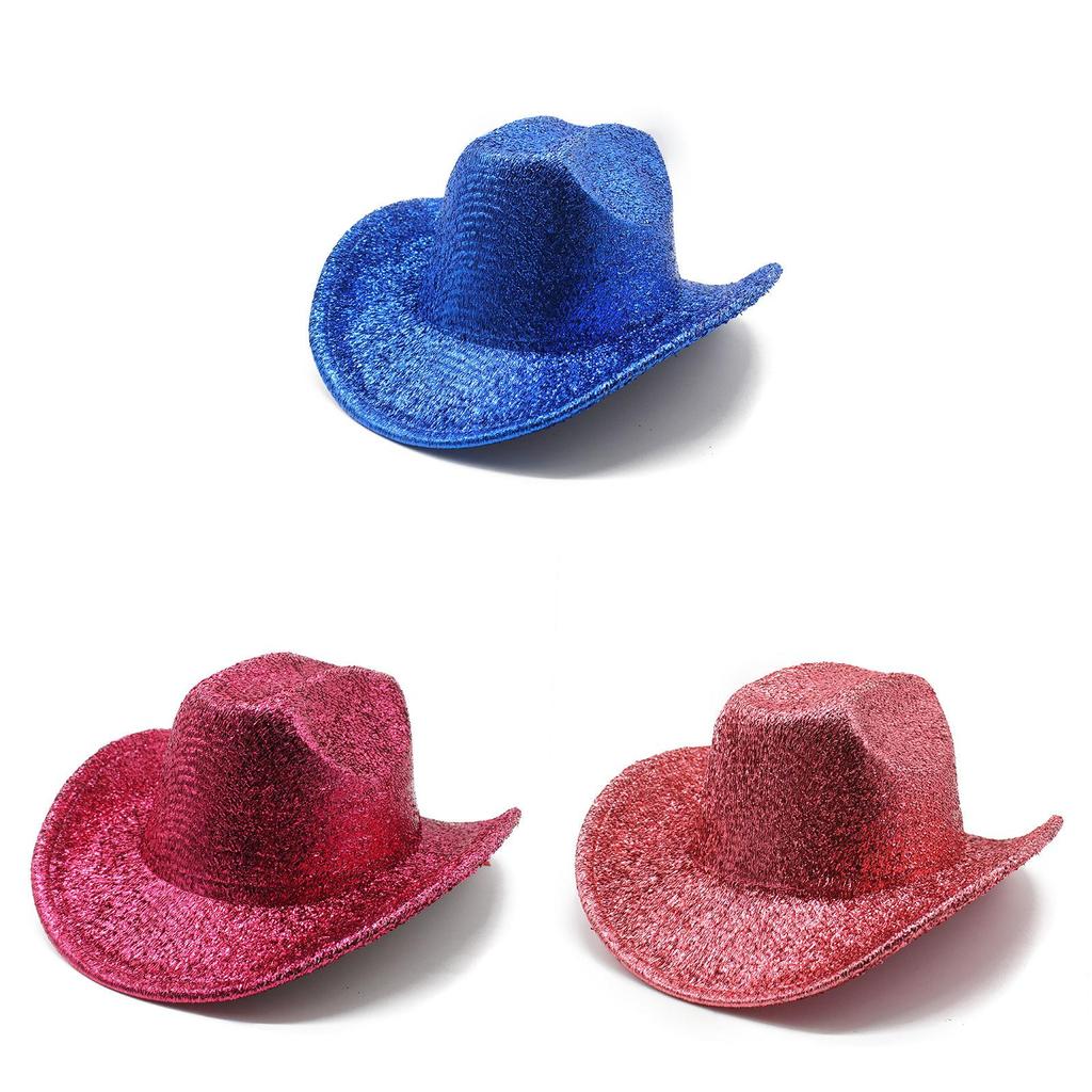 Cappello Western Classico da Cowboy con Pizzo e Filo d'Oro per Artisti da Palco e Appassionati di Feste