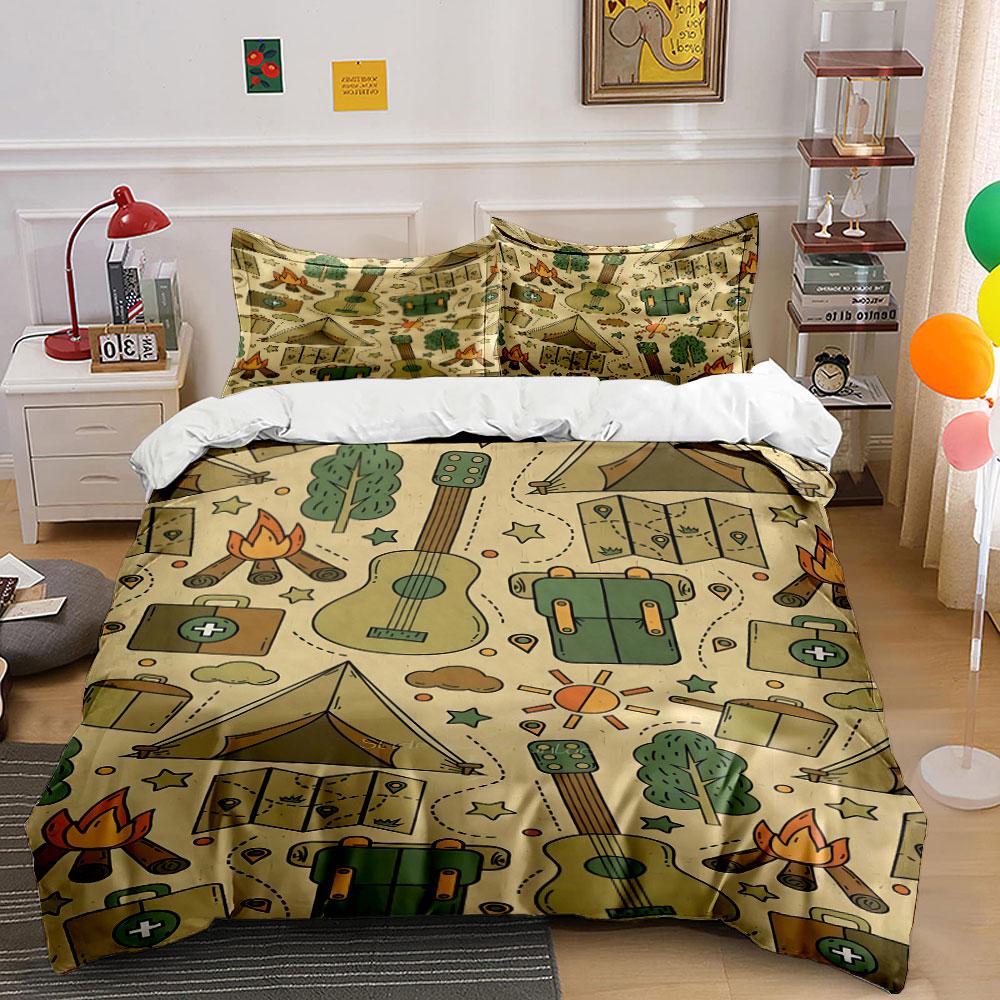 

Guitars, campfires, tents, trees. Bedding sets Duvet cover sets Duvet covers Pillowcases(1 * Duvet Cover 2 * Pillowcases, without duvet insert) 135x200cm