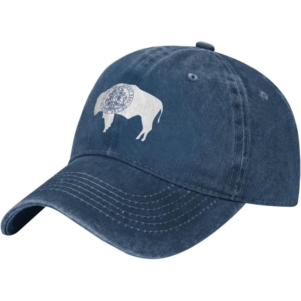 Wyoming State Bison Siegel Gewaschene Baseballkappe Baumwolle Verstellbar Papa Hut Unisex Sonnenhut
