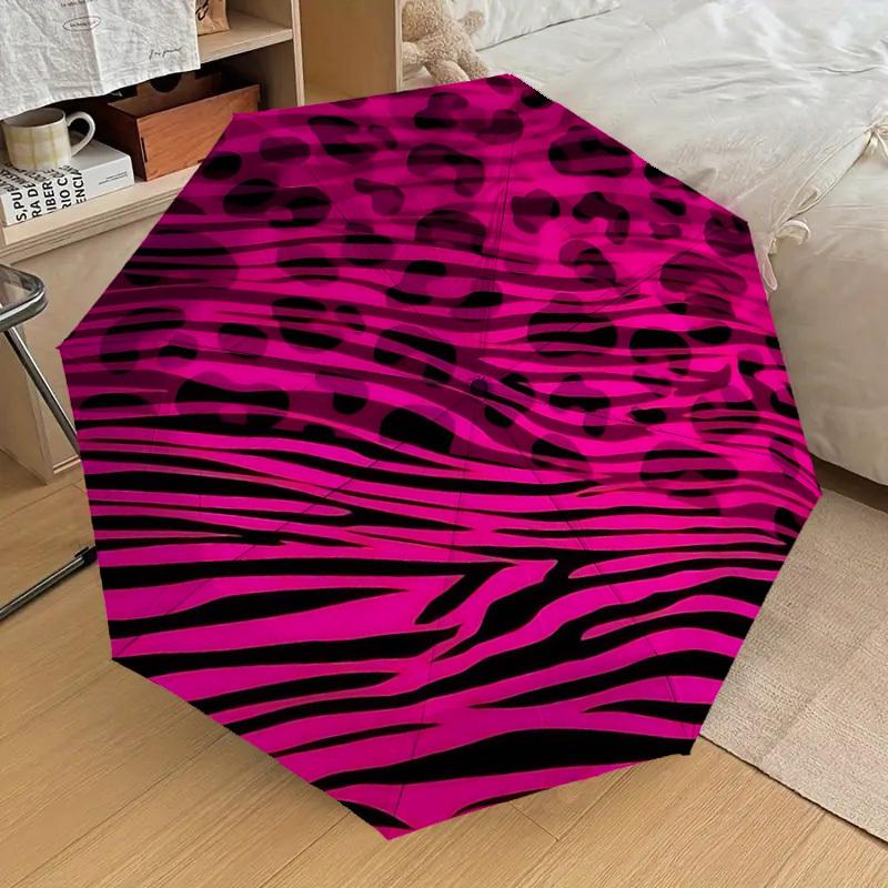 1PC Leopard Print Zebra Stripes Umbrella-8-Rib Reinforced, Automatic Open, Lightweight & Durable, Cute Fashion Accessory for Outdoor-T370