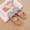 2024 Children Leather Shoes for Girls Autumn New Fashion Soft Comfortable Princess Rhinestone Chic Anti-slippery Dress Shoes