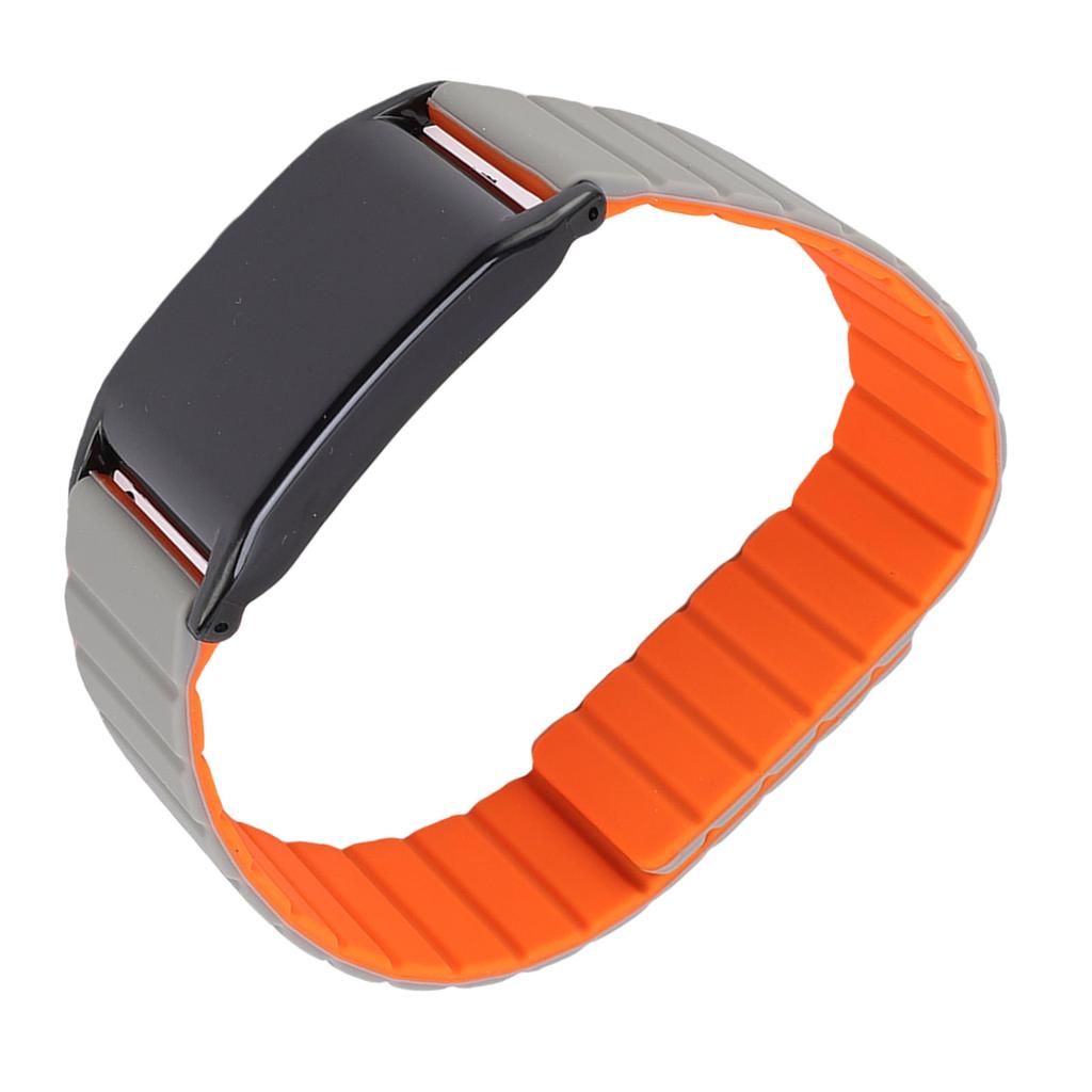 Magnetic Silicone Watch Band Replacement for WHOOP 4.0 Watch Fitness Tracking Band Soft Skin Friendly Gray Orange