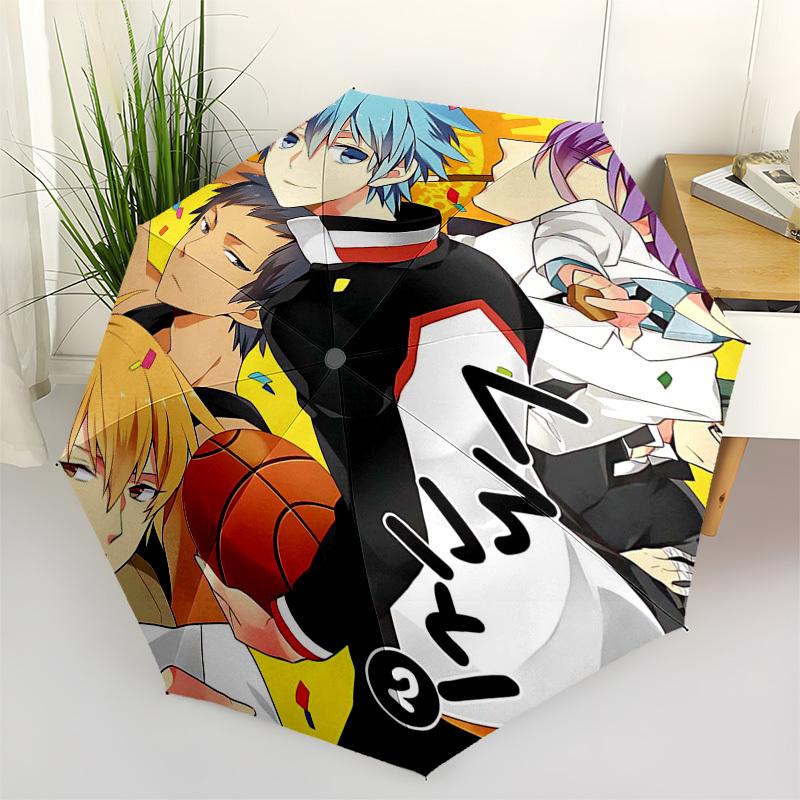 

1pc Basketball Anime Characters Outdoor Umbrella - Automatic Opening/Closing, Portable 3-Fold Design, 8-Rib Iron Frame, Perfect Gift for Fans, Tr