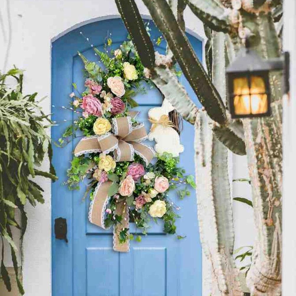 Easter Bunny Wreath With Easter Garland Home Decor Spring Wedding Wreath Cartoon Bunny Shape Ornaments