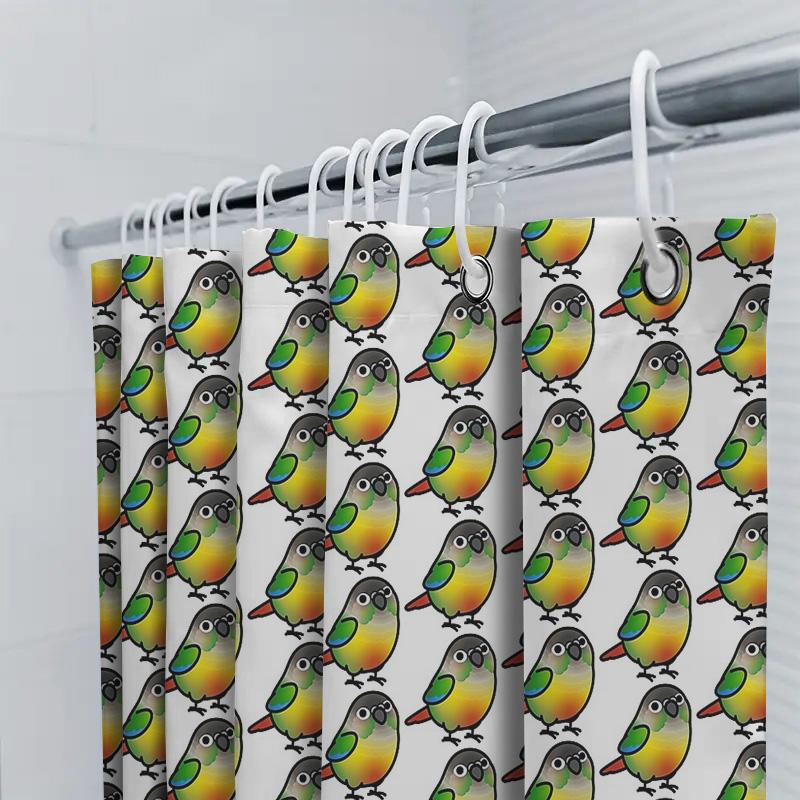 Cute Parrot Shower Curtain Tropical Birds Pattern Bathroom Decor Sets Waterproof Fabric Liner Vintage Home Decor