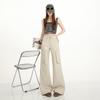 Women's Trendy Cotton Micro-Flare Casual Jeans with Patch Pockets and Deconstructed Design