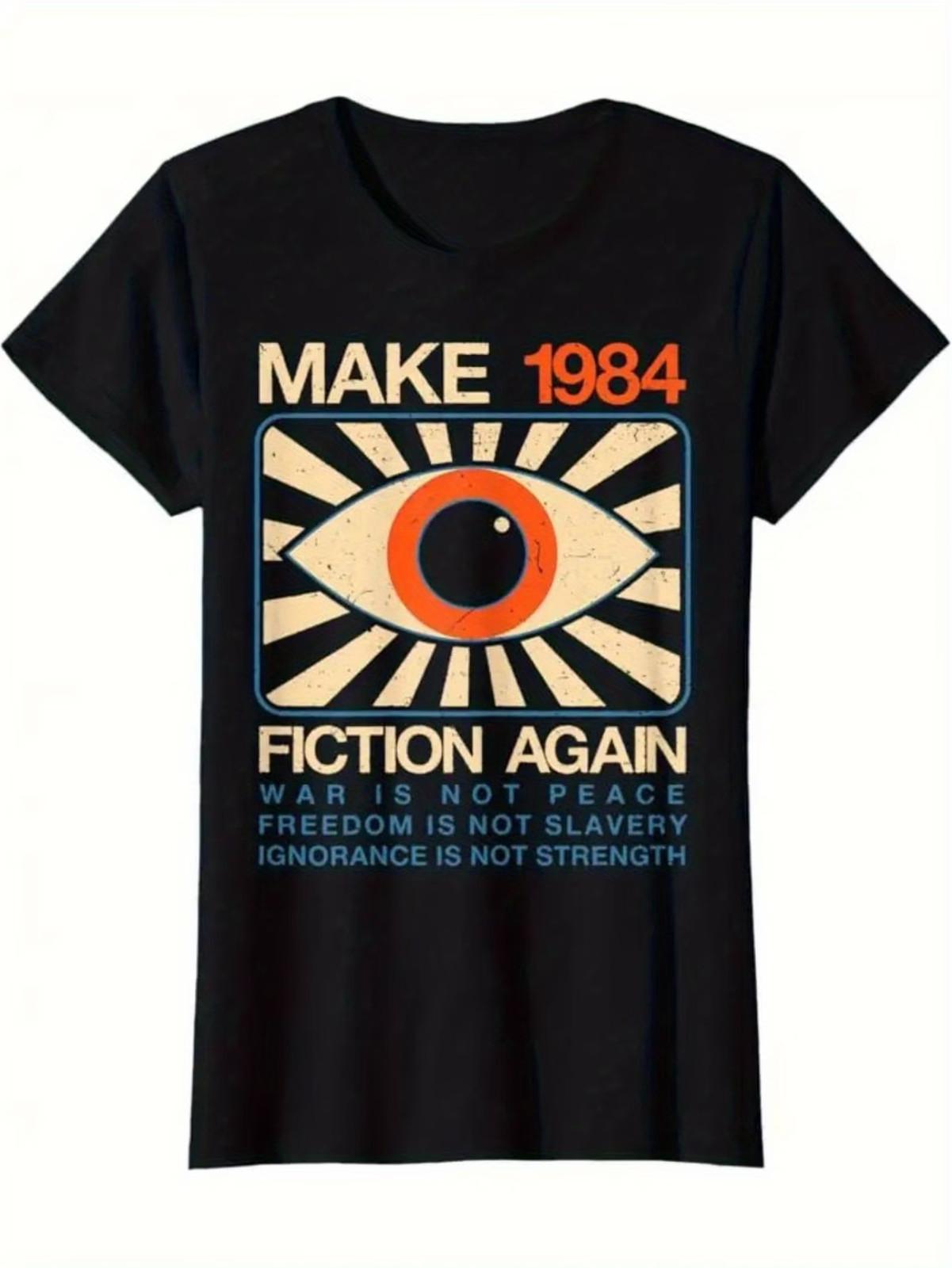 Men S Graphic T-Shirt from 1984 Fiction, Featuring a Casual Crew Neck And Short XXL