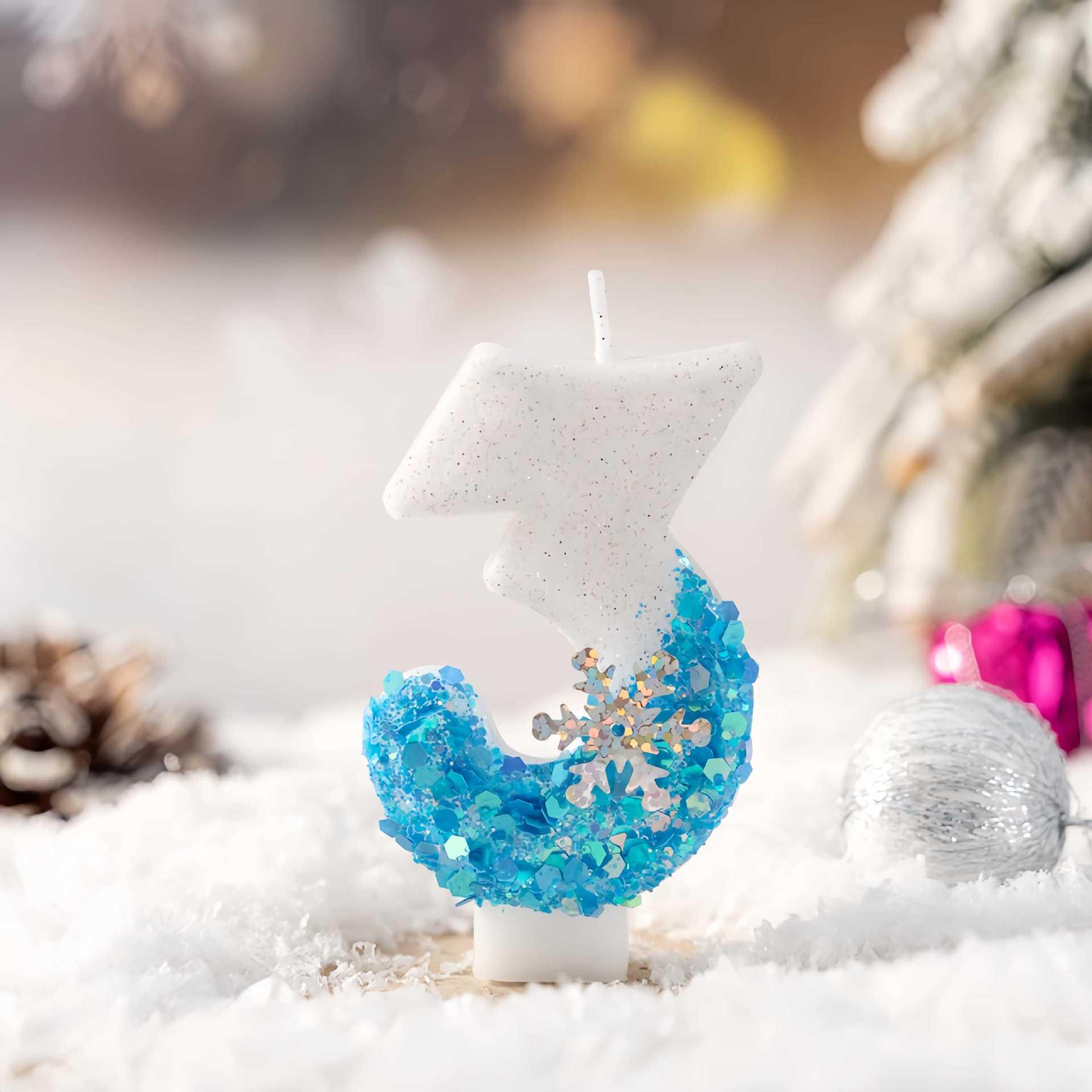 Creative Snowflake Number Birthday Cake Candles - Hot-selling Party Decoration.