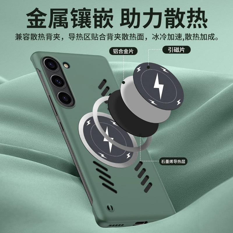 Applicable to Samsung S25Ultra borderless mobile phone case S24Ultra lightning magnetic suction note20 anti-drop protective case