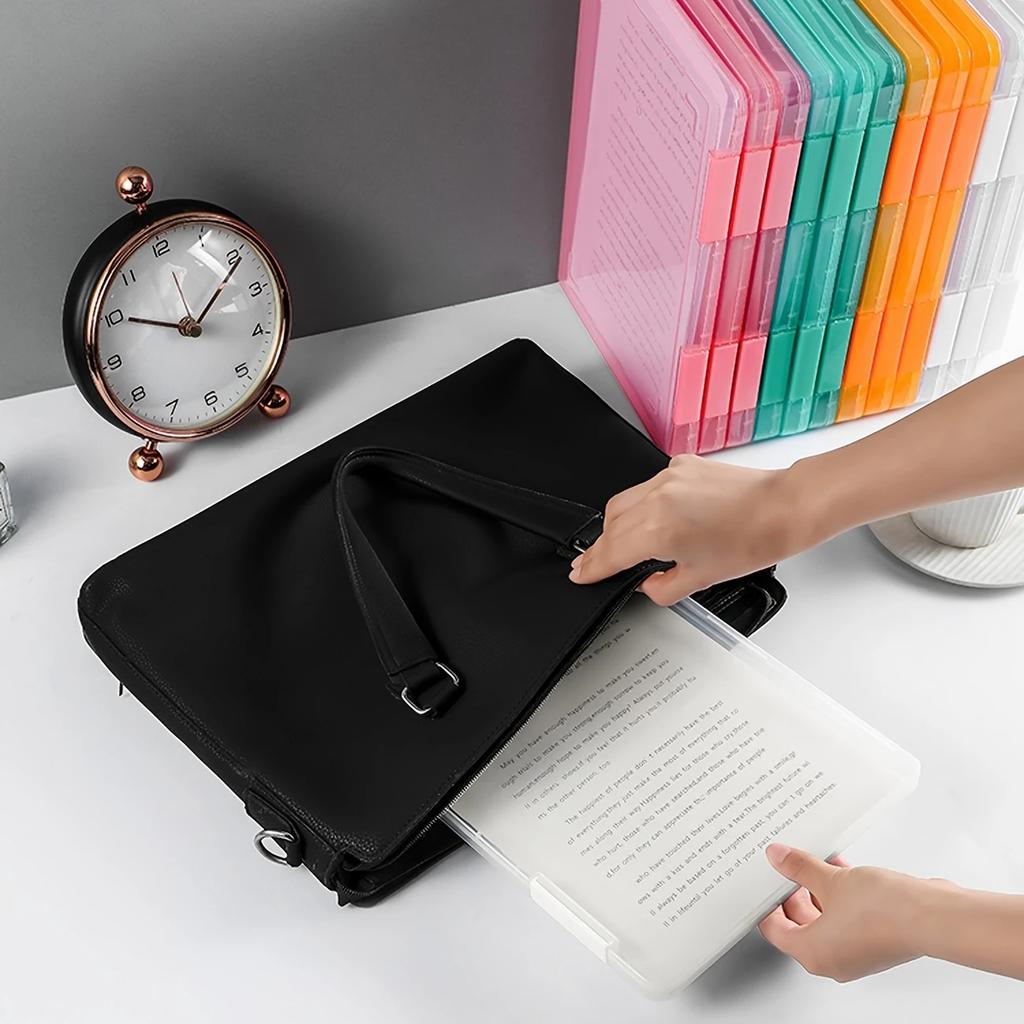 1pc Multi-layer Portable File Box, Portable Transparent File Box, A4 Plastic PP File Box , Waterproof Contract Storage Box