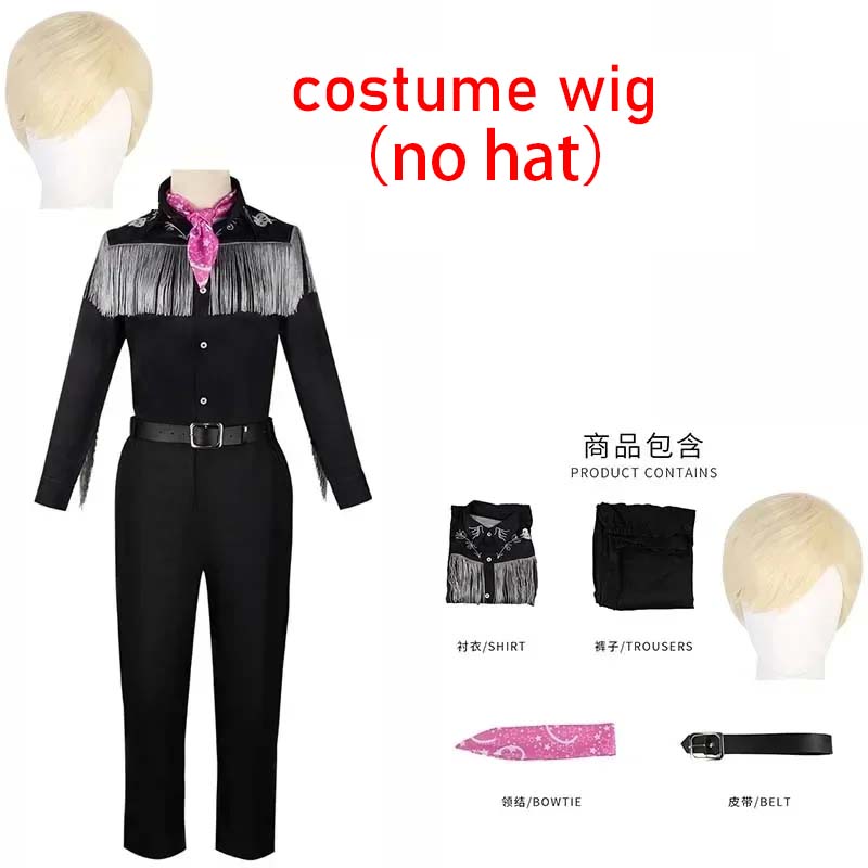 Ken Cosplay Kostüm Ken Outfits Ryan Gosling Cowboyhemd Hose Gürtel Schal Anzug Performance Halloween Uniform